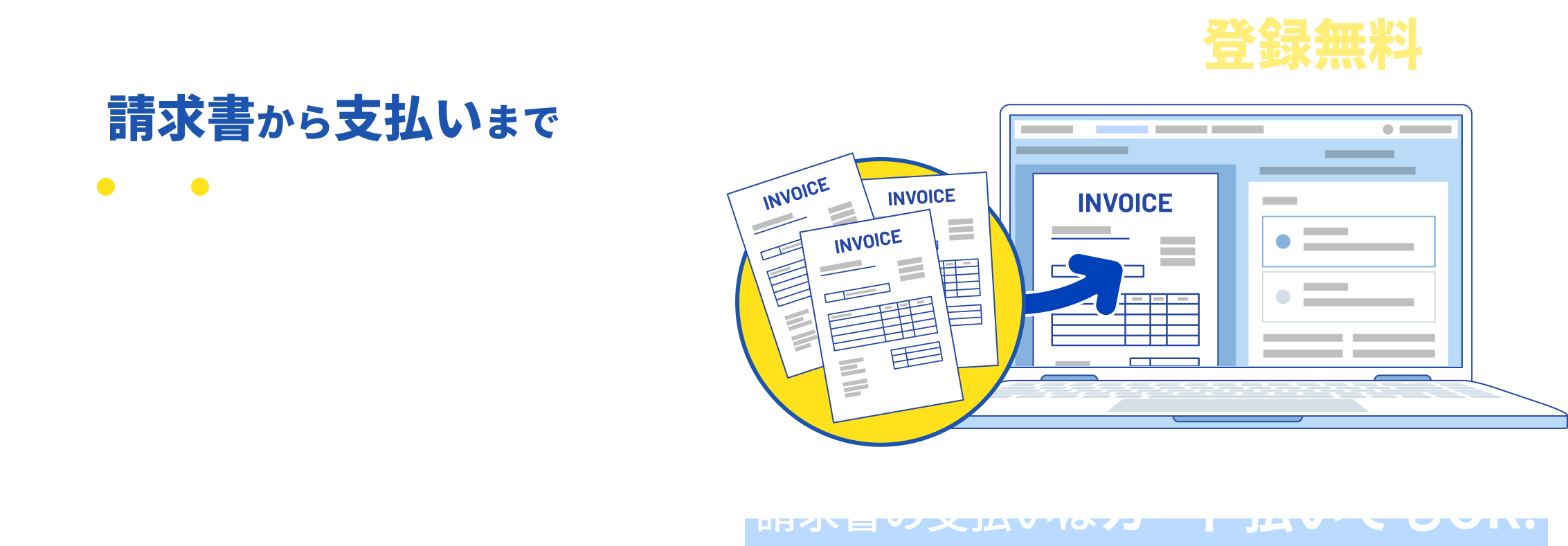 東証プライム上場企業運営で安心。紙・電子データ問わず、受取請求書の管理が驚くほど楽になる。何枚でも無料、電子帳簿保存法対応。